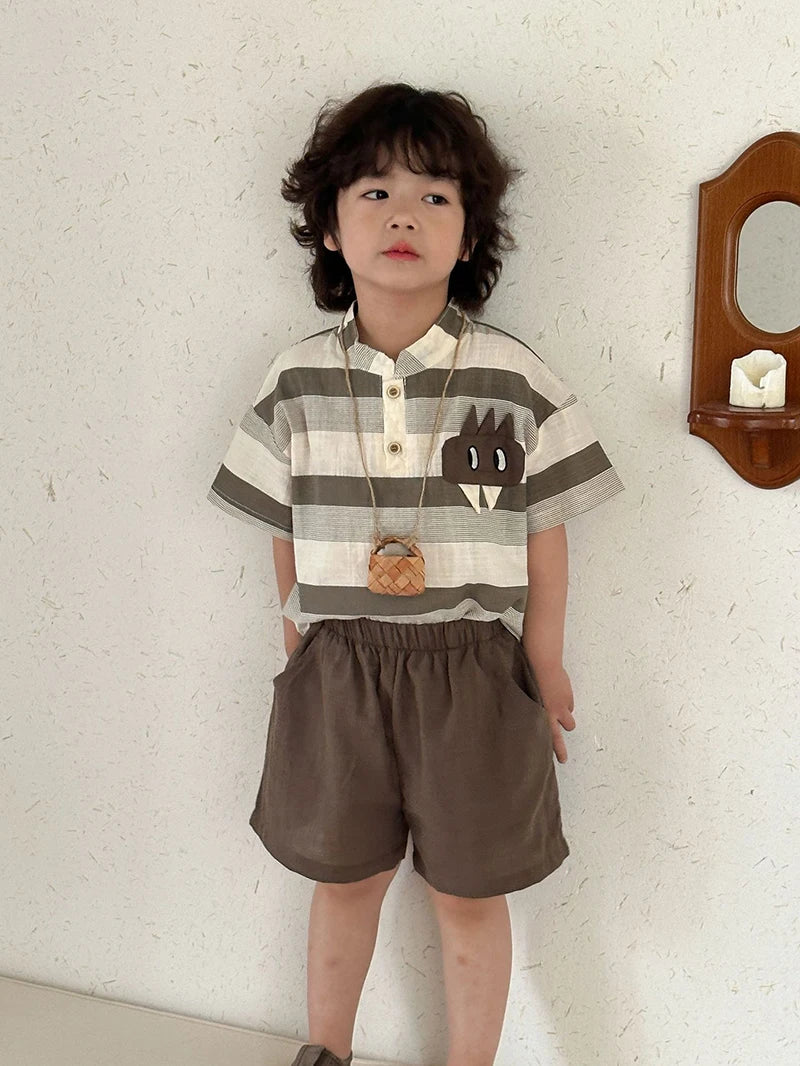 Conjunto Infantil de Verão MILANCEL – Camiseta Listrada com Shorts ou Vestido Cartoon