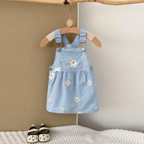 Vestido Infantil com Alças e Bordado Floral – Poppy