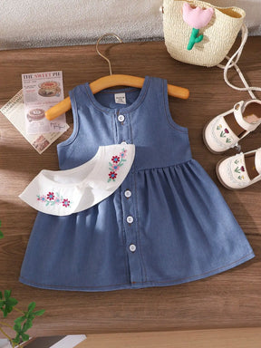 Vestido Menina Jeans com Gola Boneca – Summer Bloom