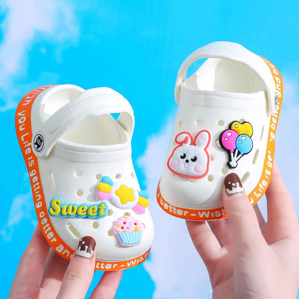 Clogs de Praia para Crianças – Chinelo Casual com Estampa de Personagens, Solado Macio, Antiderrapante e Respirável