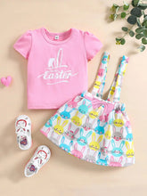 Conjunto Infantil “Coelhinha Feliz” – Camiseta + Saia Estampada