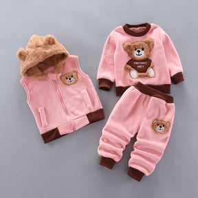 Conjunto Infantil de Inverno 3 Peças com Ursinho