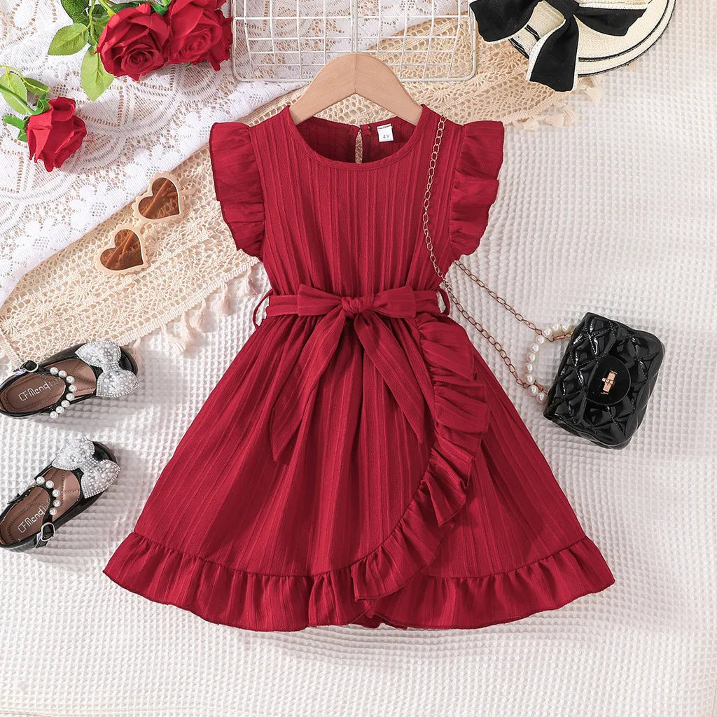 Vestido Infantil “Doce Encanto” – Manga Babado, Cores Lisos, Estilo Princesa