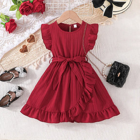 Vestido Infantil “Doce Encanto” – Manga Babado, Cores Lisos, Estilo Princesa