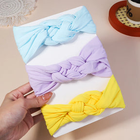 Kit 3 Peças de Faixas de Cabelo Tricotadas para Bebês – Turbante Elástico para Meninas e Crianças