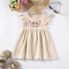 Vestido Infantil Bebê Algodão e Linho
