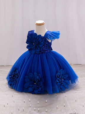 Vestido de Princesa  – Modelo Sem Manga com Borboletas 3D em Tule para Casamentos e Festas