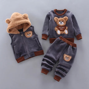 Conjunto Infantil de Inverno 3 Peças com Ursinho