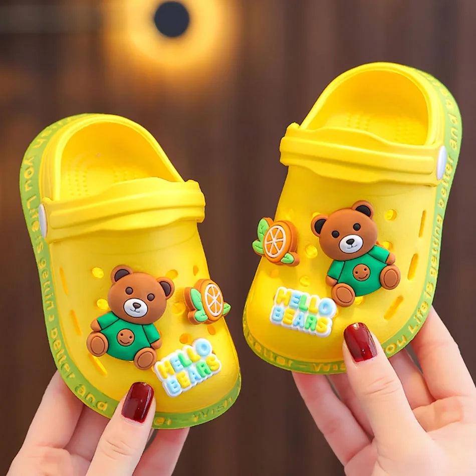 Clogs de Praia para Crianças – Chinelo Casual com Estampa de Personagens, Solado Macio, Antiderrapante e Respirável