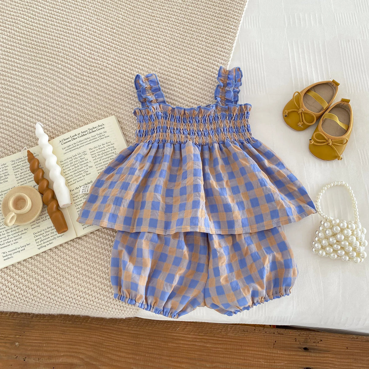 Conjunto Bebê Roxo Xadrez