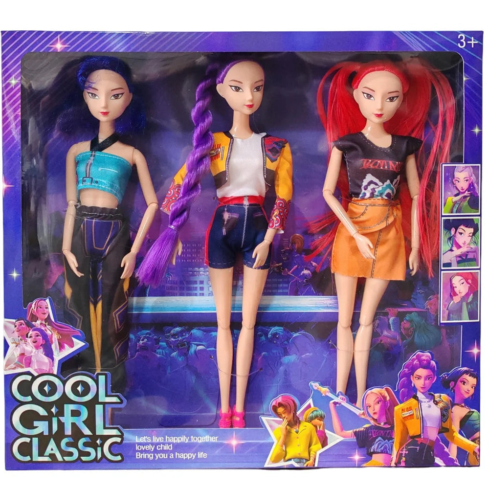 Boneca Kpop Demon Hunters 12cm – Action Figure Rumi, Mira, Zoey | Estilo Fashion, Articulada e Ideal para Coleção