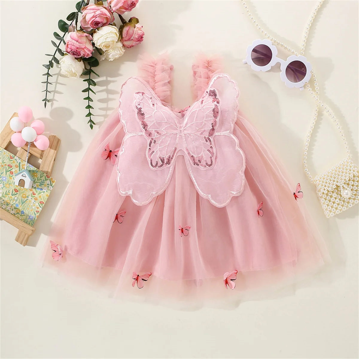 Vestido Sofia – Vestido Princesa com Alças de Borboleta e Tule