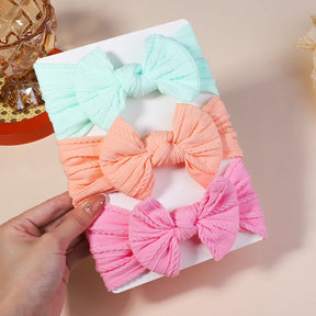 Kit 3 Peças de Faixas de Cabelo Tricotadas para Bebês – Turbante Elástico para Meninas e Crianças
