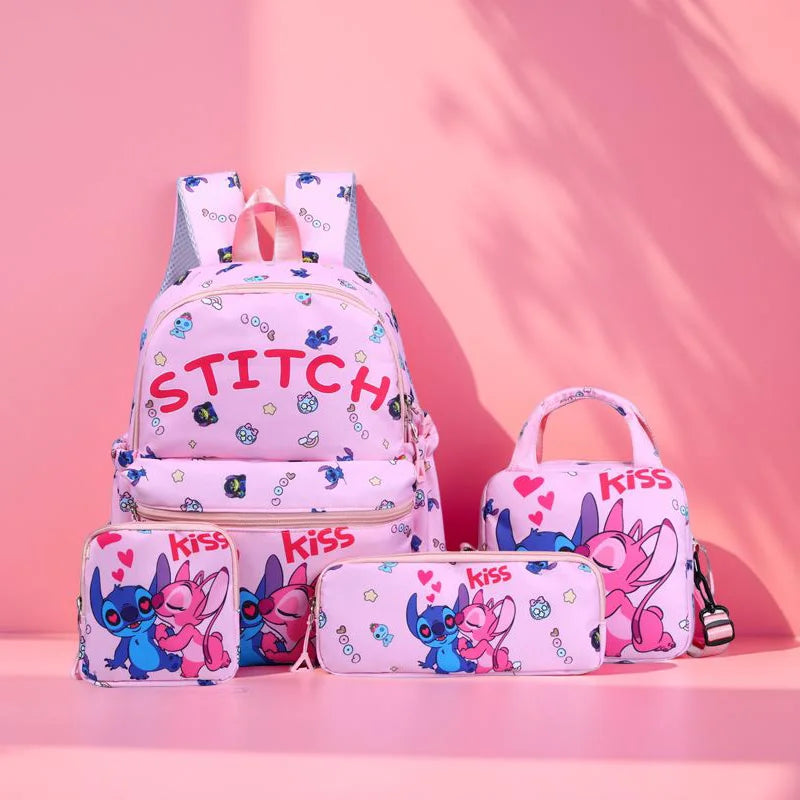 Kit 4 Peças Stitch – Mochila, Bolsa Transversal, Estojo e Carteira em Nylon