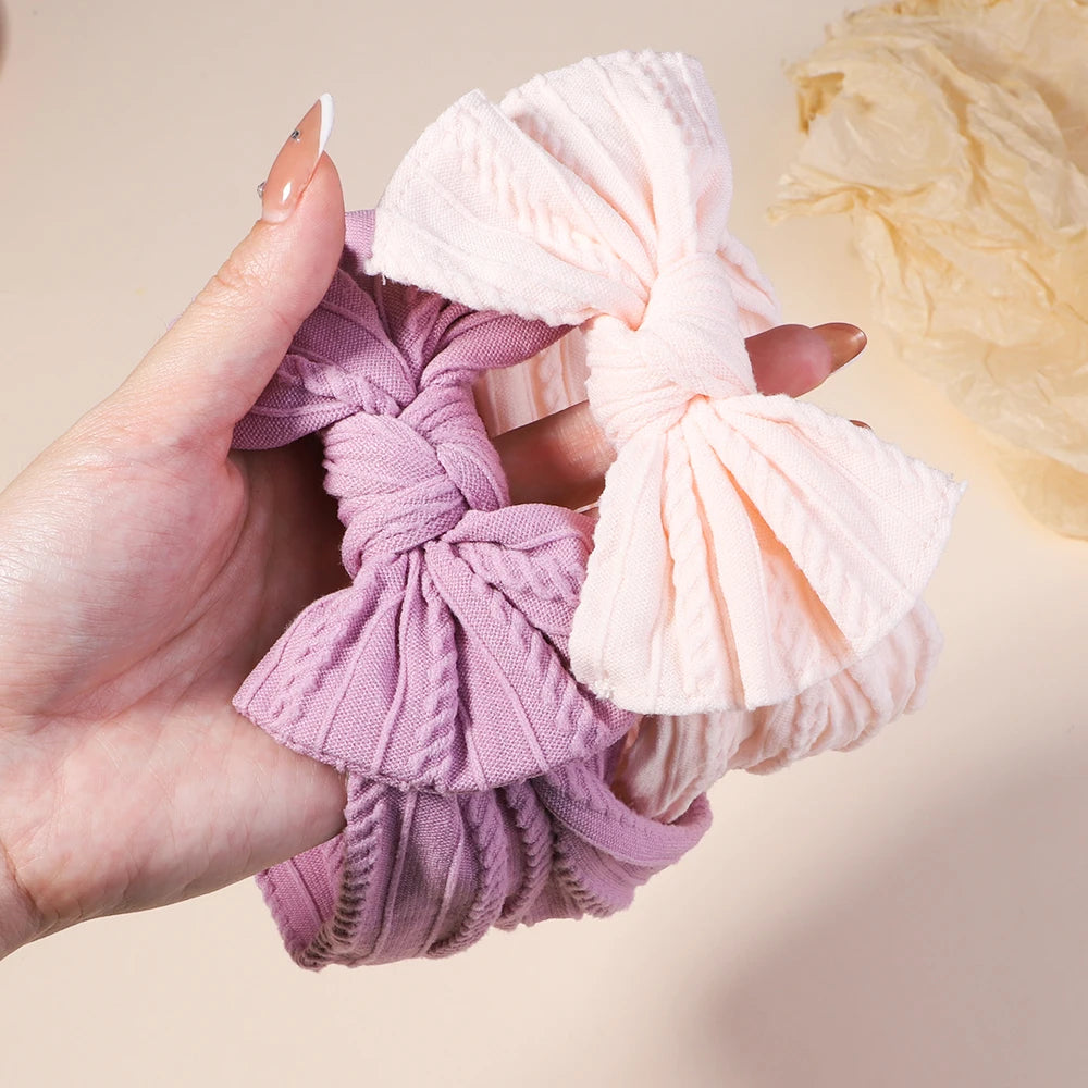 Kit 3 Peças de Faixas de Cabelo Tricotadas para Bebês – Turbante Elástico para Meninas e Crianças