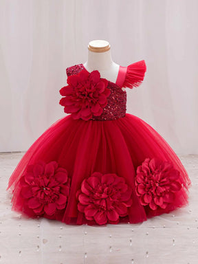 Vestido de Princesa  – Modelo Sem Manga com Borboletas 3D em Tule para Casamentos e Festas
