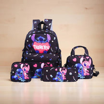 Kit 4 Peças Stitch – Mochila, Bolsa Transversal, Estojo e Carteira em Nylon