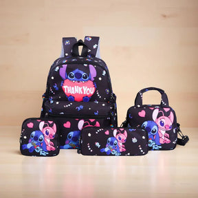 Kit 4 Peças Stitch – Mochila, Bolsa Transversal, Estojo e Carteira em Nylon