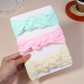 Kit 3 Peças de Faixas de Cabelo Tricotadas para Bebês – Turbante Elástico para Meninas e Crianças