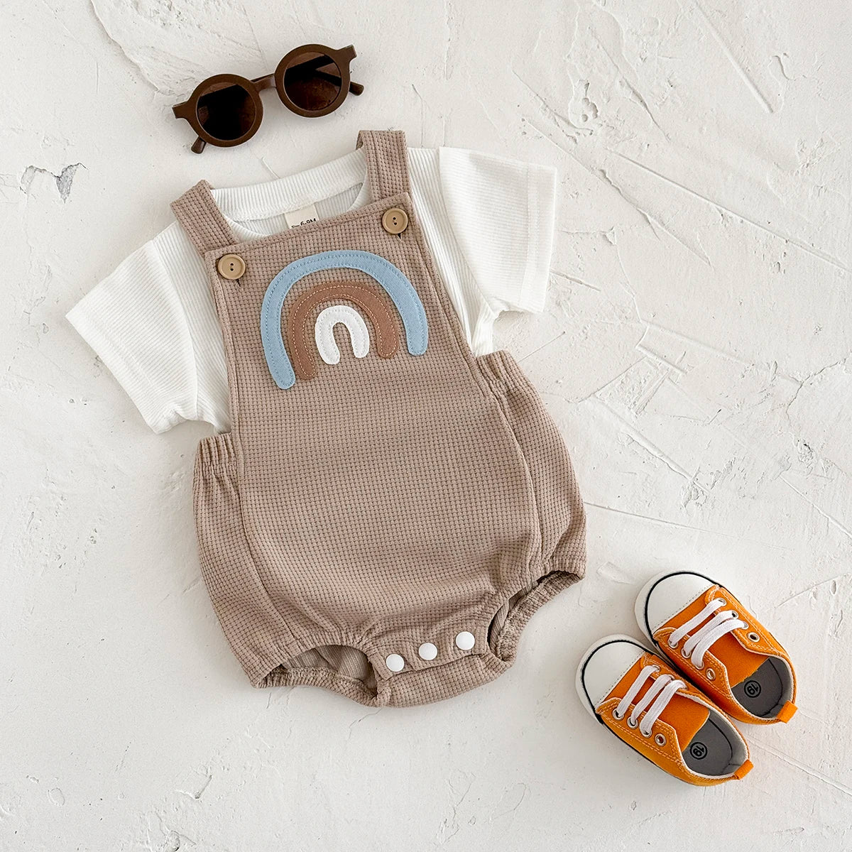 Conjunto Bebê Verão Jardineira com Camiseta 2 Peças