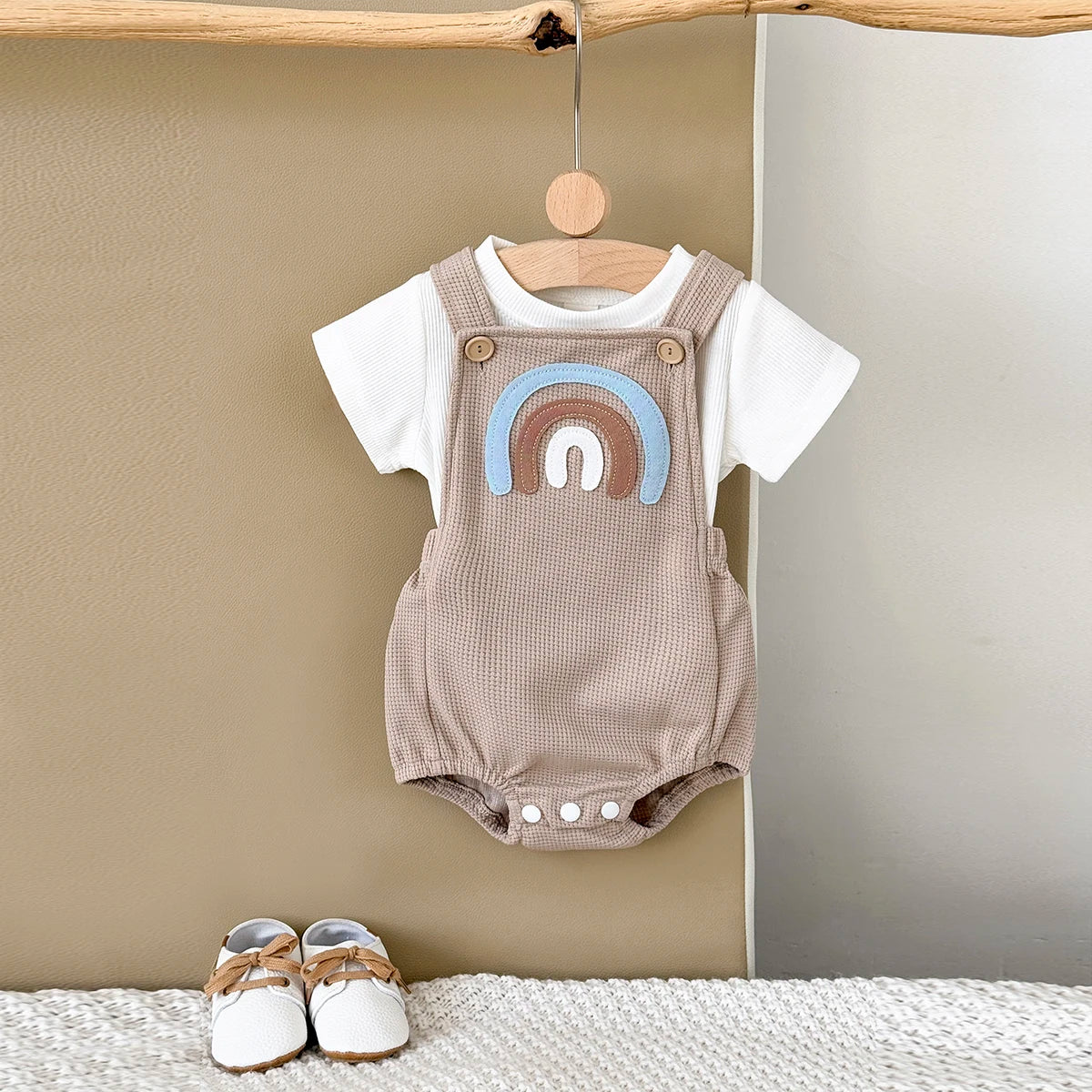 Conjunto Bebê Verão Jardineira com Camiseta 2 Peças