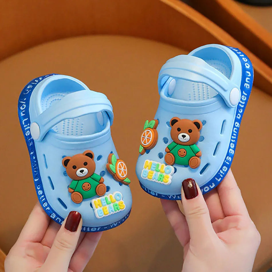 Clogs de Praia para Crianças – Chinelo Casual com Estampa de Personagens, Solado Macio, Antiderrapante e Respirável