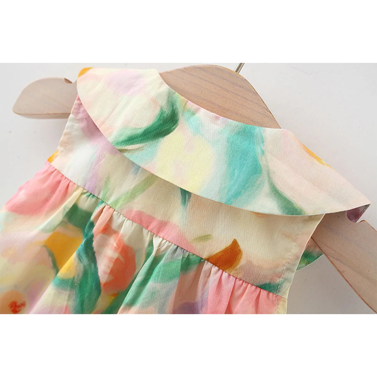 Conjunto Verão 2 Peças para Bebê Menina – Vestido de Algodão com Gola Boneca e Bolsa Transversal de Flor Grande