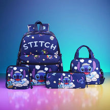 Kit 4 Peças Stitch – Mochila, Bolsa Transversal, Estojo e Carteira em Nylon