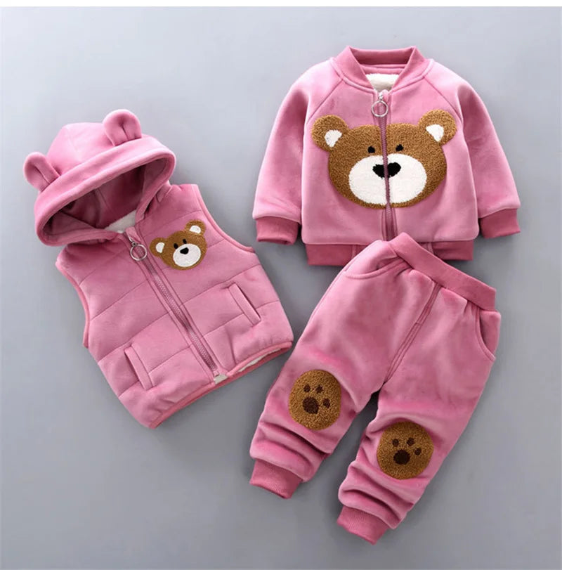 Conjunto Infantil de Inverno 3 Peças com Ursinho