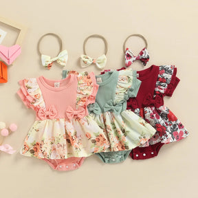 Conjunto Bebê Vestido Body + Faixa – Florença