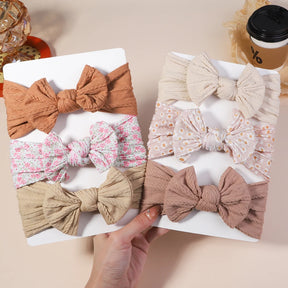 Kit 3 Peças de Faixas de Cabelo Tricotadas para Bebês – Turbante Elástico para Meninas e Crianças