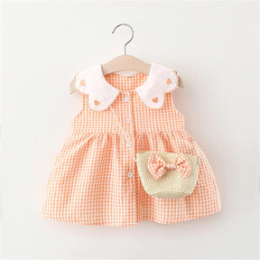 Vestido Infantil Xadrez com Mochilinha – Olivia