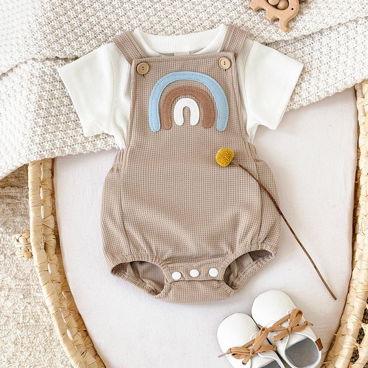 Conjunto Bebê Verão Jardineira com Camiseta 2 Peças