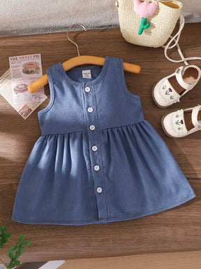 Vestido Menina Jeans com Gola Boneca – Summer Bloom