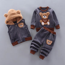 Conjunto Infantil de Inverno 3 Peças com Ursinho
