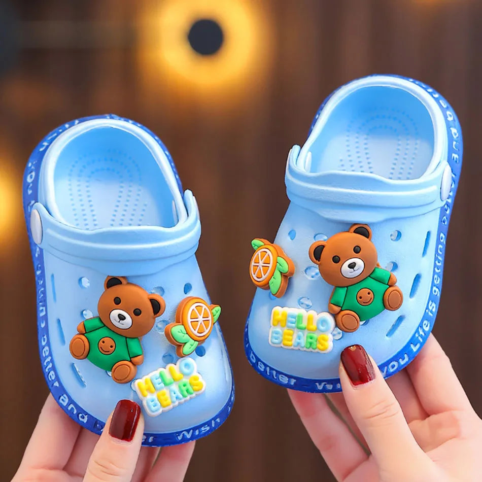 Clogs de Praia para Crianças – Chinelo Casual com Estampa de Personagens, Solado Macio, Antiderrapante e Respirável