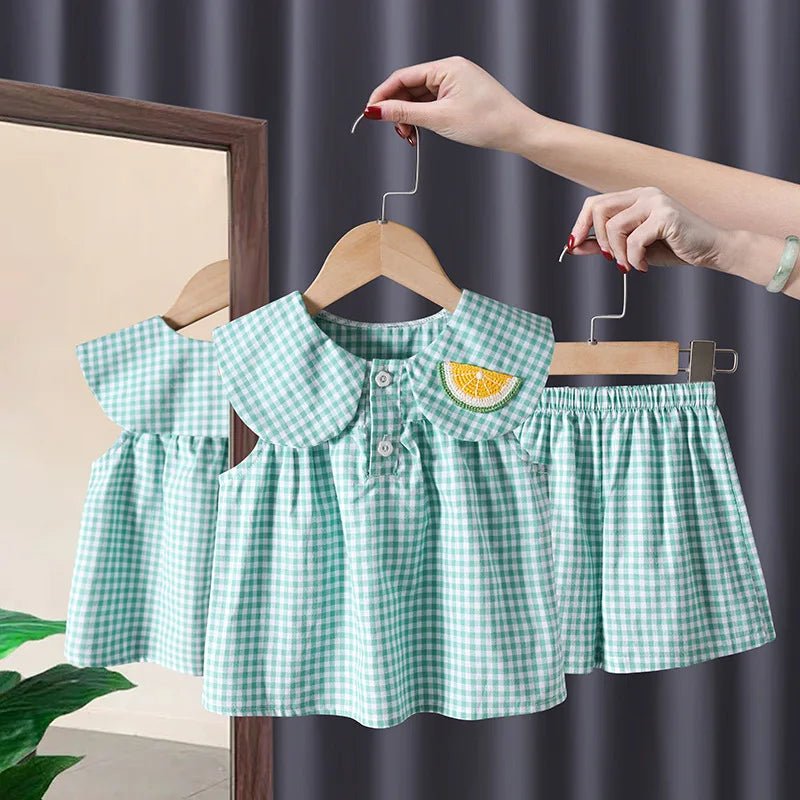 Conjunto Alice Xadrez com Bordado