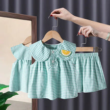 Conjunto Alice Xadrez com Bordado