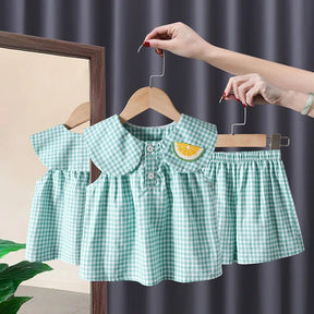 Conjunto Alice Xadrez com Bordado