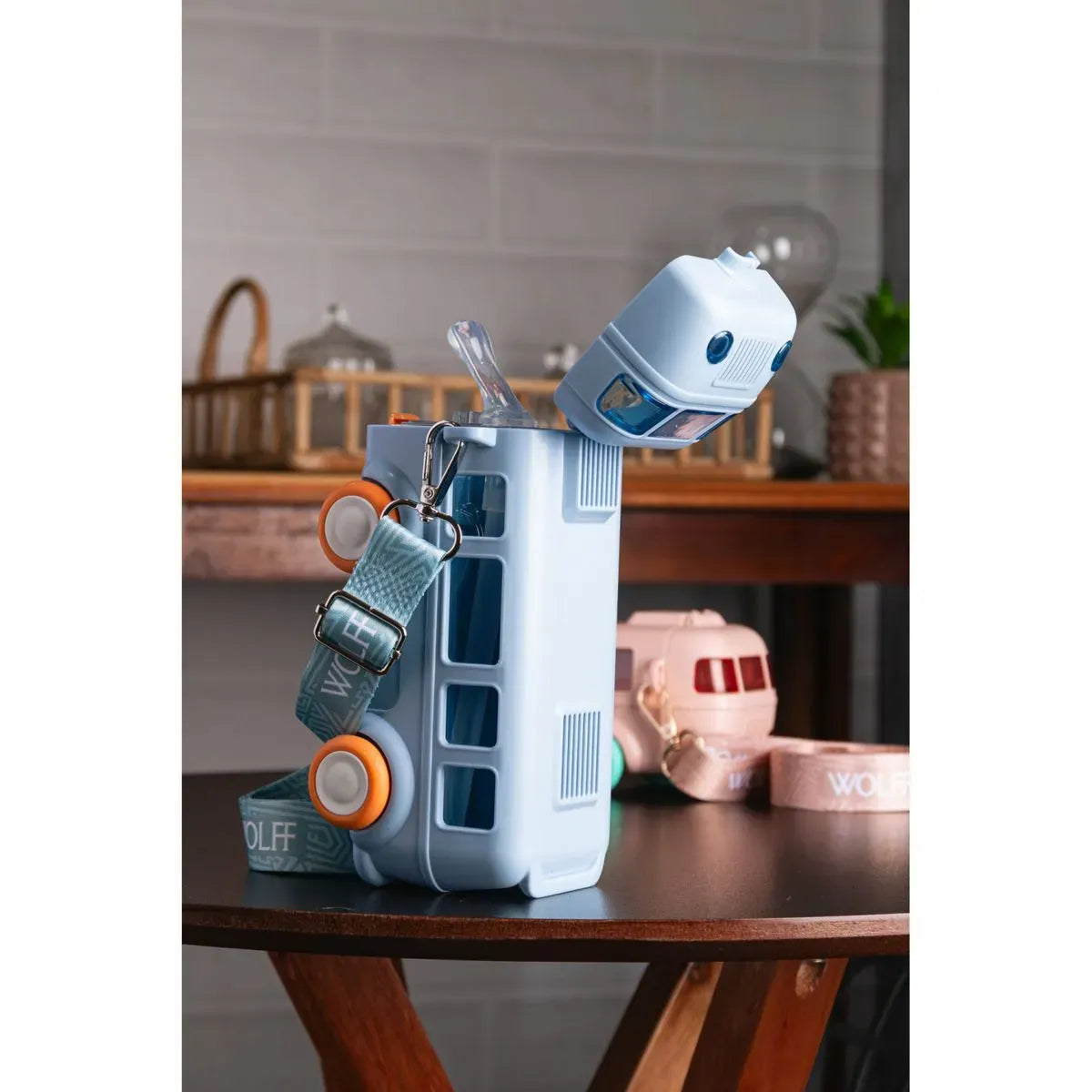 Garrafa Squeeze Infantil Ônibus Azul Wolff